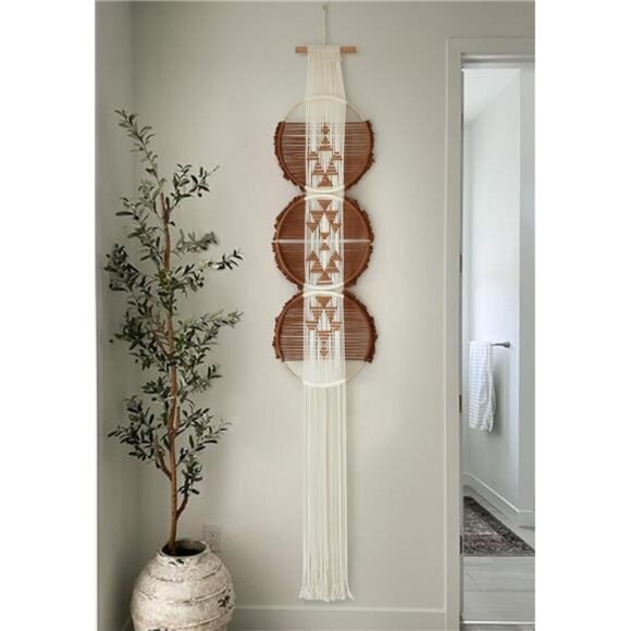 Macrame Wall Hanging Brown and white Boho Wall Decor Art Living room wall art - Picture 4 of 8